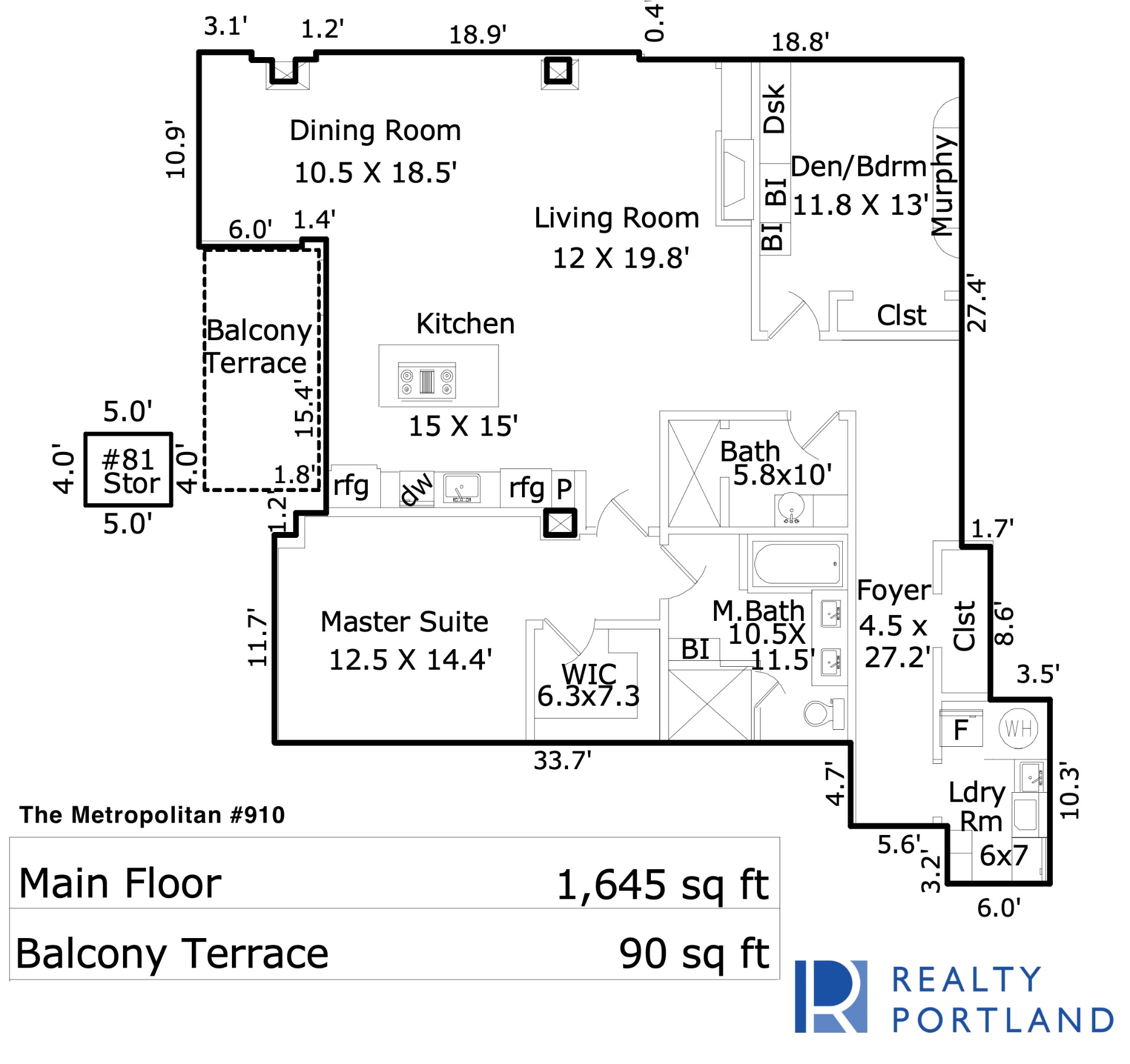 The Metropolitan Unit 910 floor plan